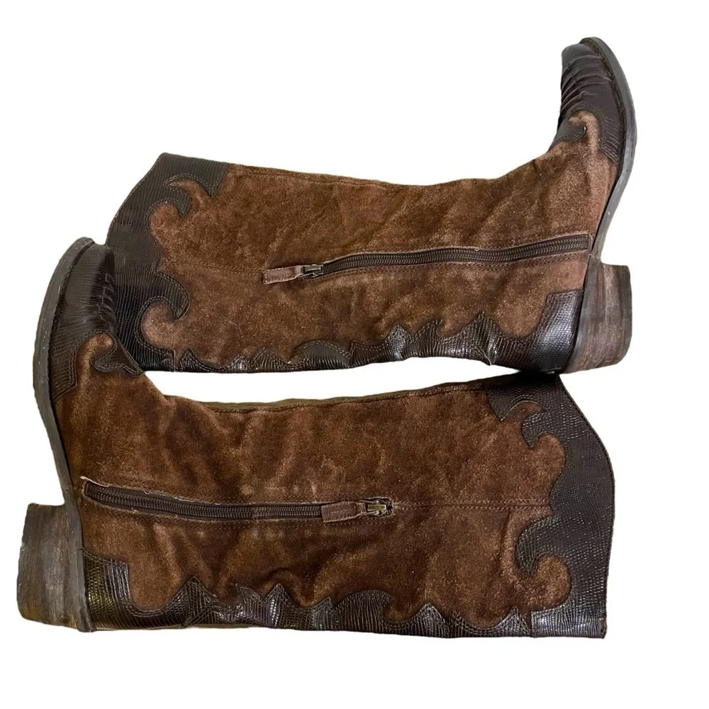 Brown suede and leather Franco Sarto Willow cowboy cowgirl western boots 5.5 - Picture 6 of 10